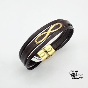 دستبند چرم و طلا