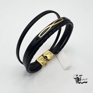 دستبند چرم و طلا