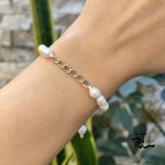 دستبند مروارید و طلا