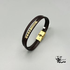 دستبند چرم و طلا