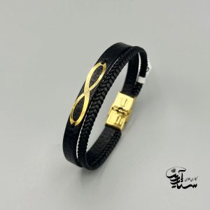 دستبند چرم و طلا
