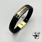 دستبند چرم و طلا مردانه