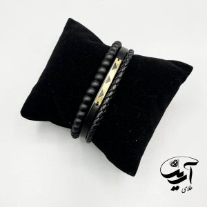 دستبند چرم و طلا مردانه