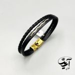 دستبند چرم و طلا مردانه