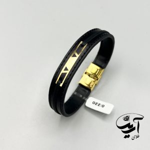 دستبند چرم و طلا مردانه کد 1271