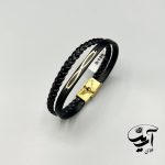 دستبند چرم و طلا مردانه کد 1283
