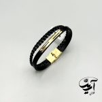 دستبند چرم و طلا مردانه