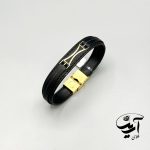دستبند چرم و طلا مردانه