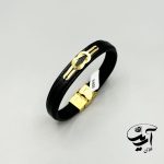 دستبند چرم و طلا مردانه