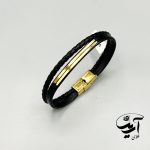 دستبند چرم و طلا مردانه