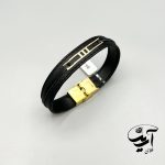 دستبند چرم و طلا مردانه