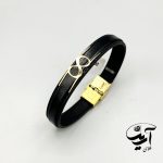 دستبند چرم و طلا مردانه