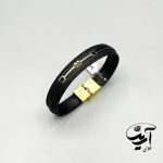 دستبند چرم و طلا مردانه
